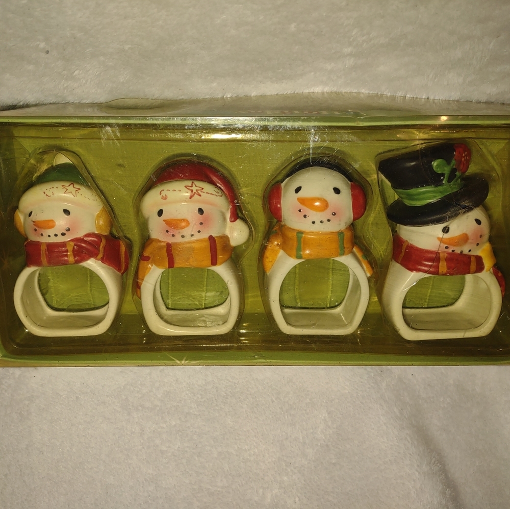 Holiday Napkin Holders Snowman Christmas 4 in a pk